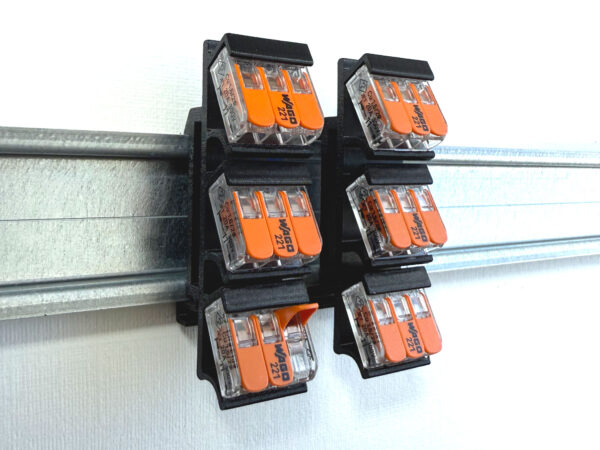 Hutschienenadapter DIN für 3-Wago Klemmen links