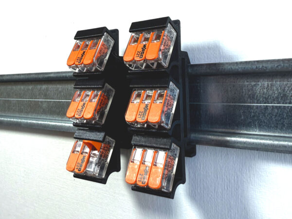 Hutschienenadapter DIN für 3-Wago Klemmen rechts